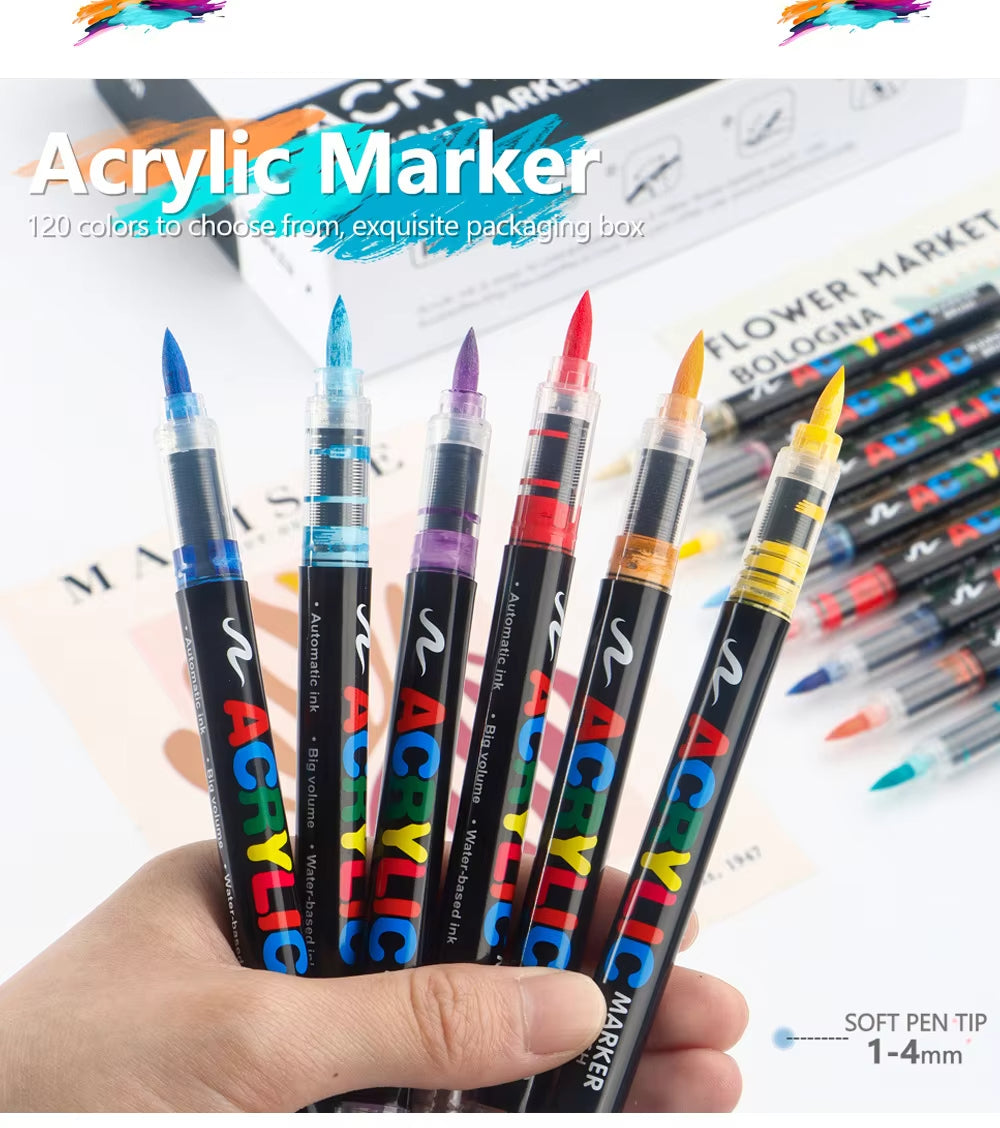 Direct-liquid Soft-tip Acrylic Marker 24/36/48/60/72 Colors