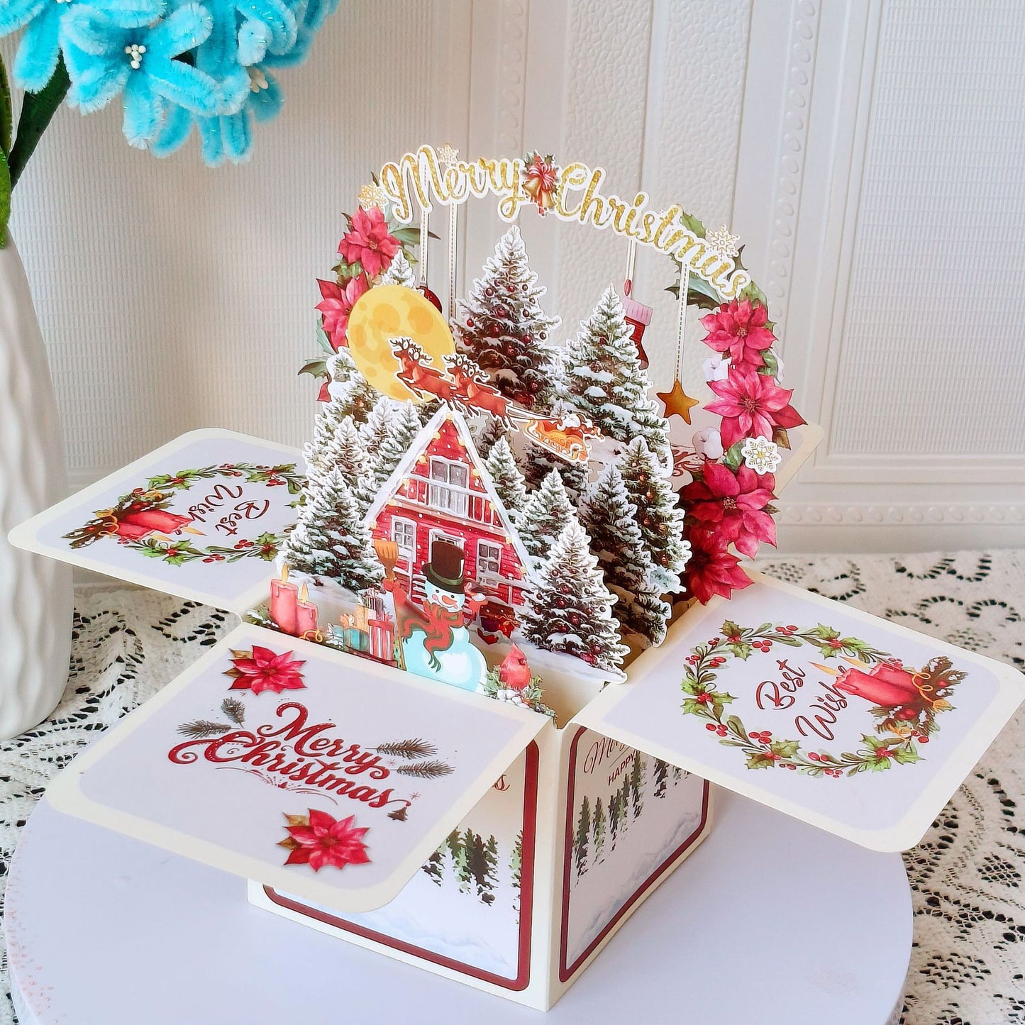 Christmas Snowy House View Pop-up 3D Greeting Card