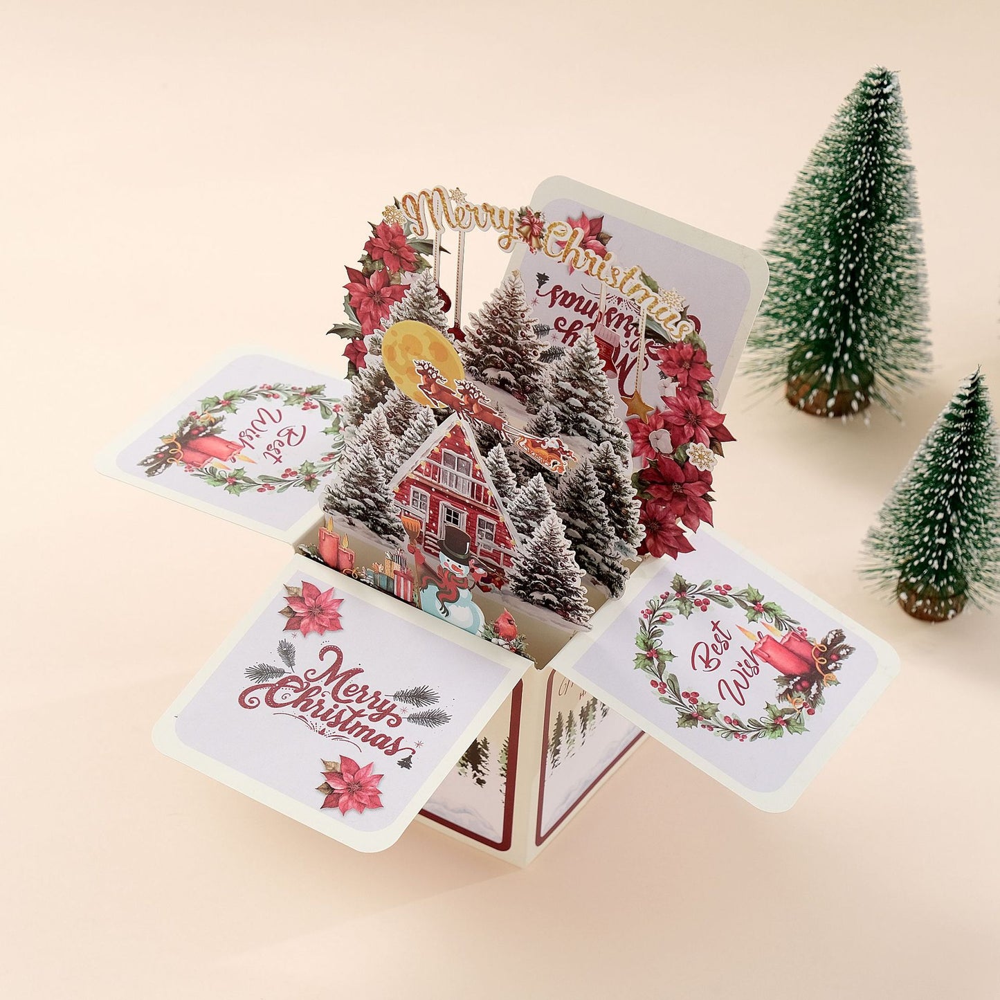 Christmas Snowy House View Pop-up 3D Greeting Card