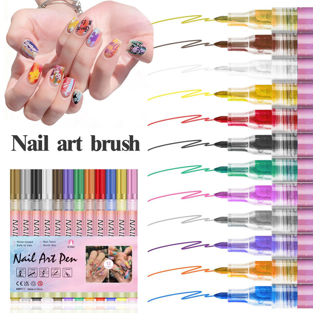 Nail art graffiti pen-Set of 12(0.7mm)