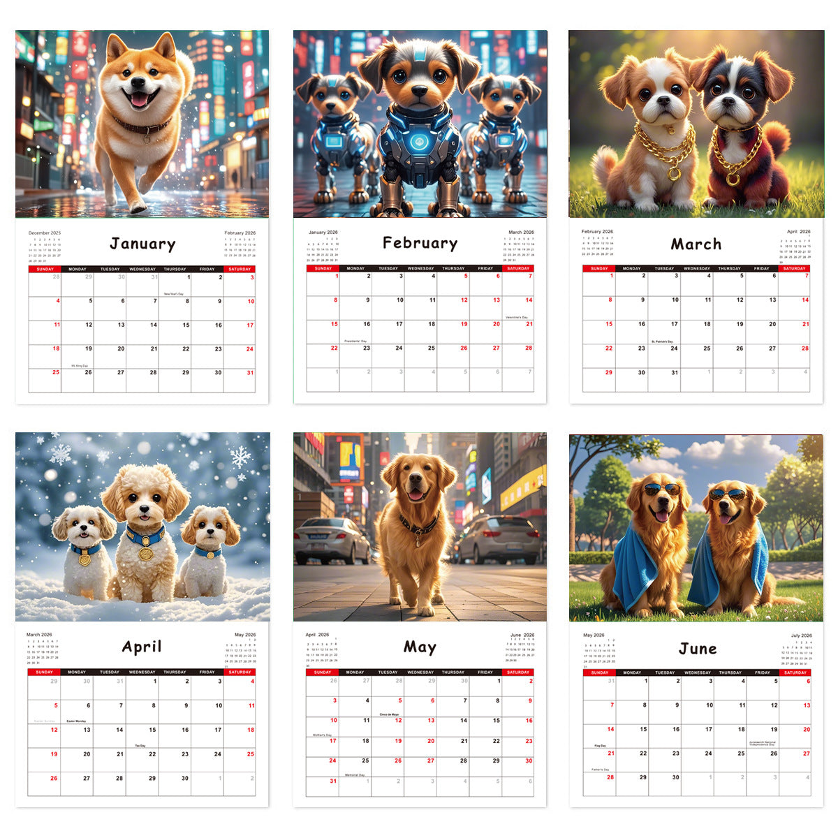 2026 New Stylish Tech Dog Creative Calendar
