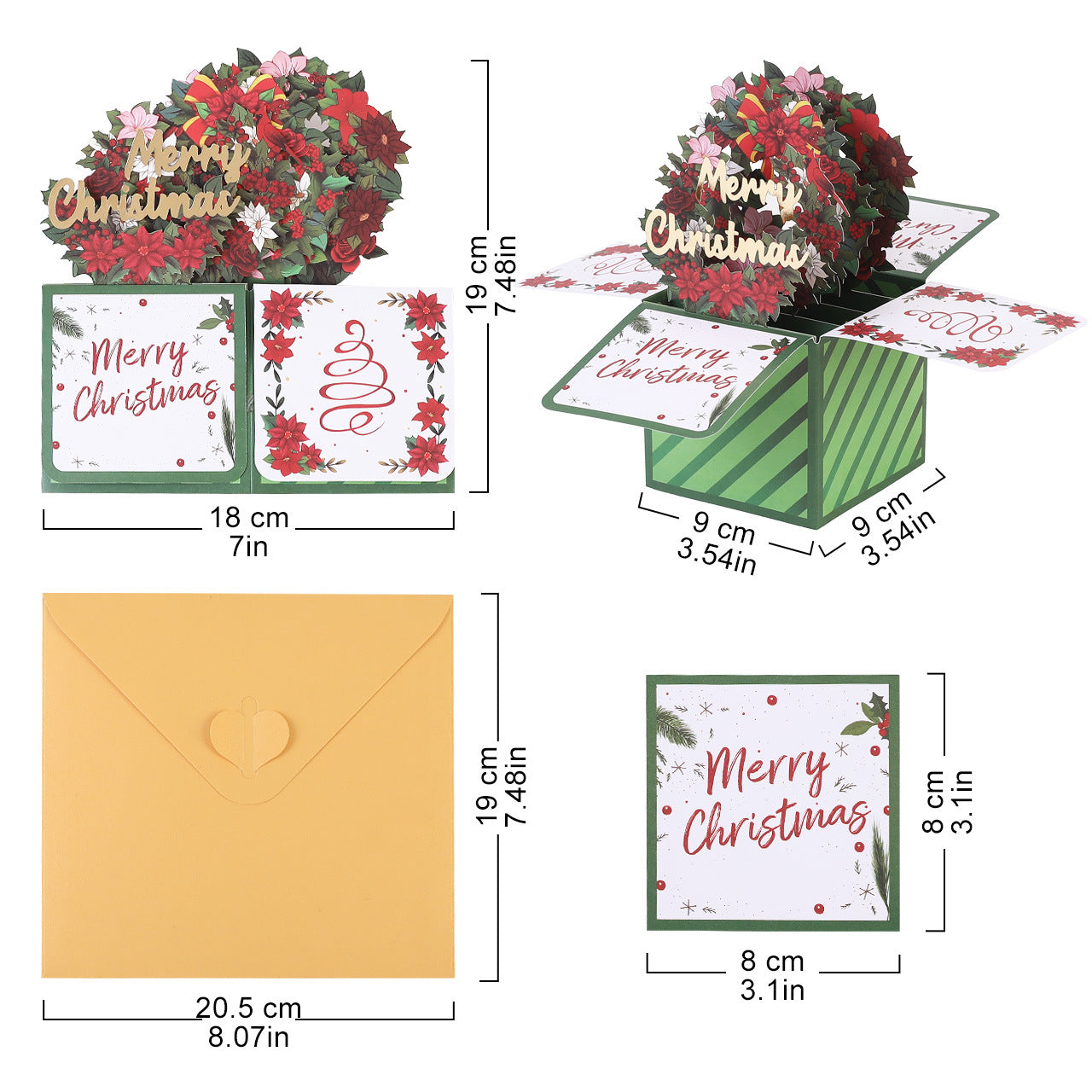 Christmas Wreath Pop-up 3D Greeting Card