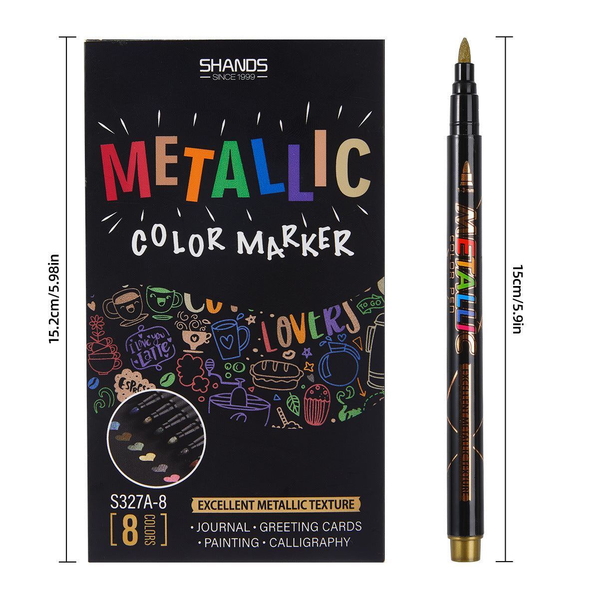 Metallic Paint Twin Marker Pens-8/12 PCS