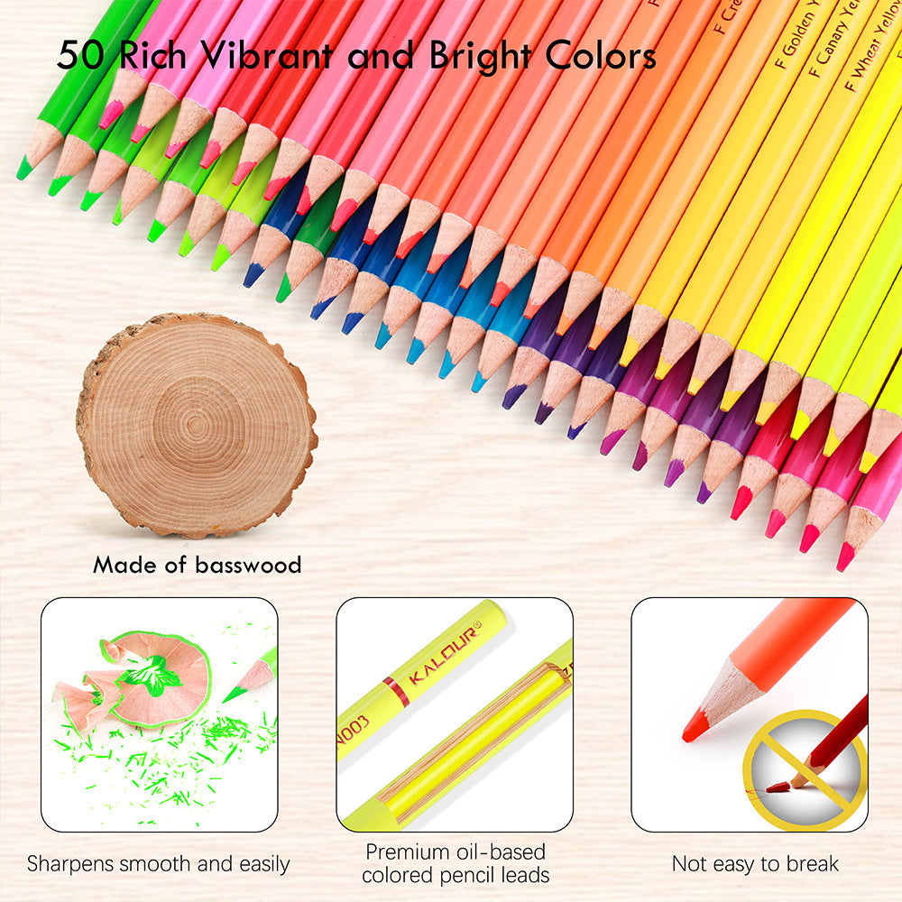 KALOUR 50 Fluorescent Colored Pencils
