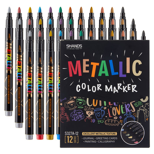Metallic Paint Twin Marker Pens-8/12 PCS