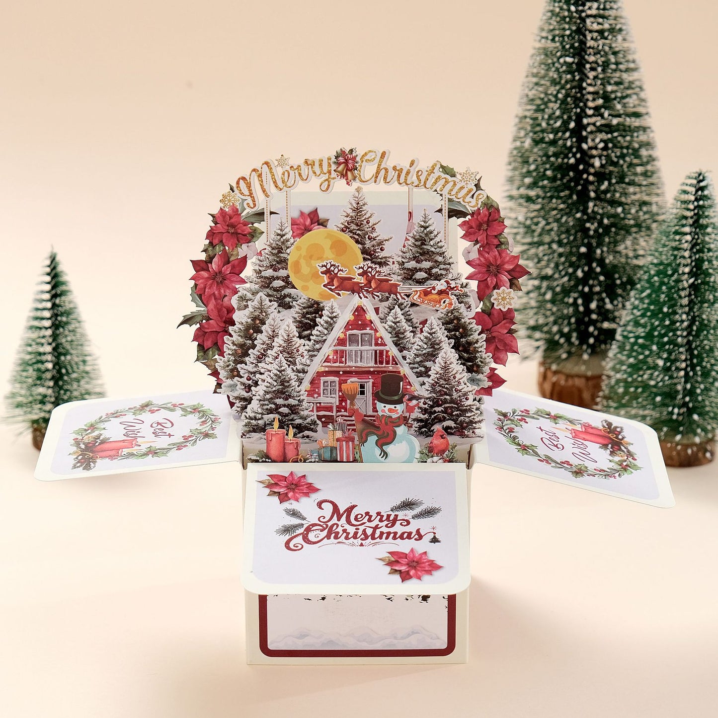 Christmas Snowy House View Pop-up 3D Greeting Card