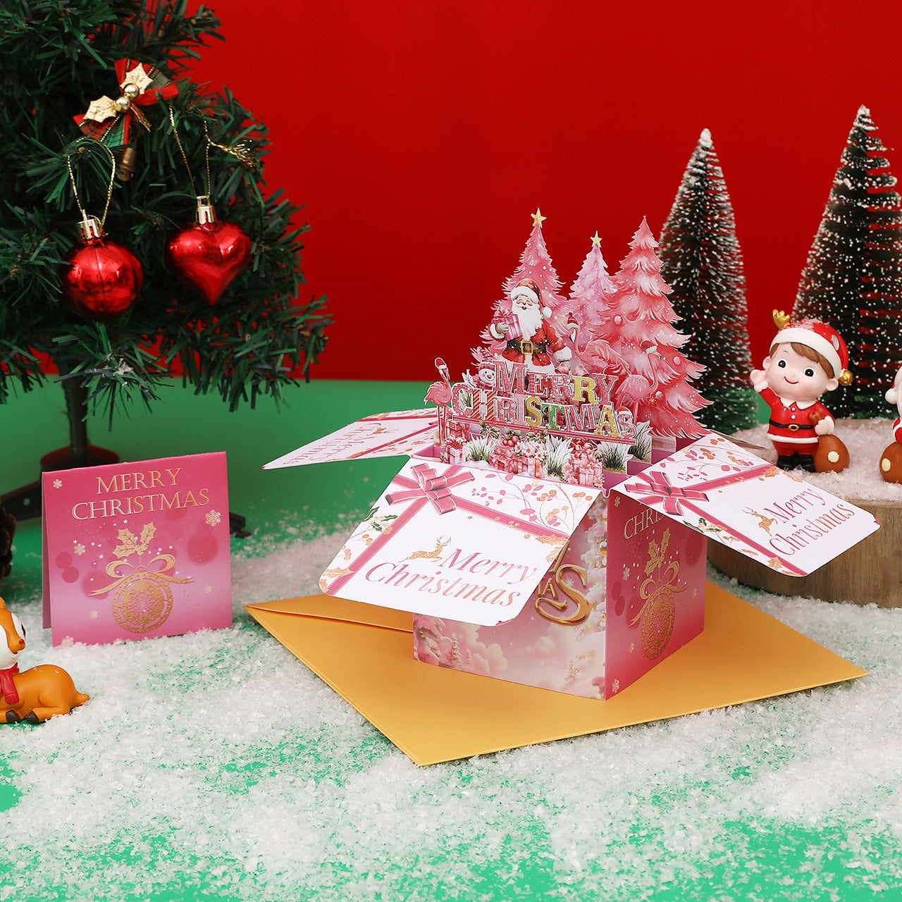 Christmas Flamingos Pop-up 3D Greeting Card