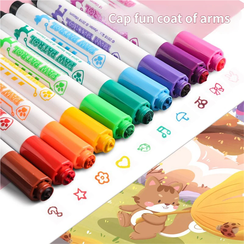 Deli HM653 Watercolor Pens with Stamps, Washable, 36 Colors, Special Drawing Tool for Kindergarten and Primary School Students