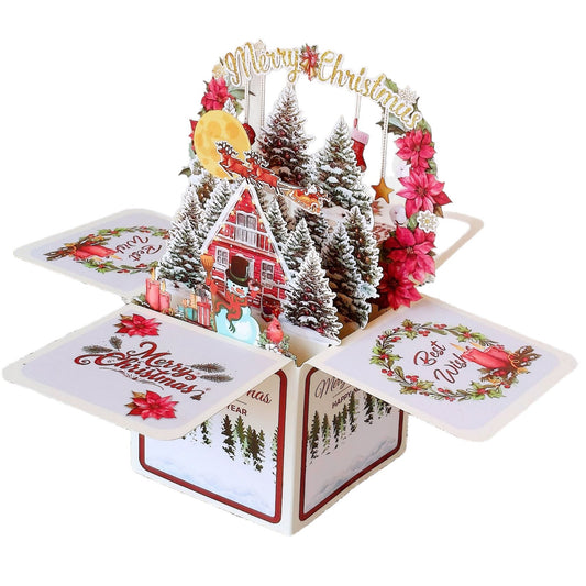 Christmas Snowy House View Pop-up 3D Greeting Card