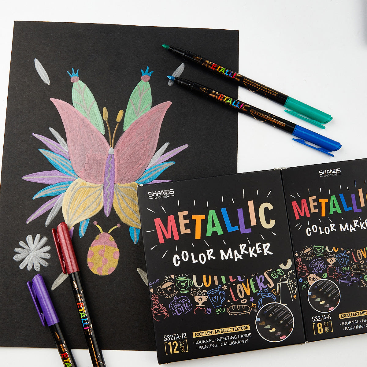 Metallic Paint Twin Marker Pens-8/12 PCS