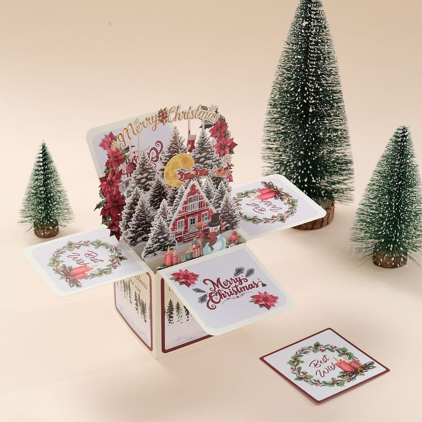 Christmas Snowy House View Pop-up 3D Greeting Card