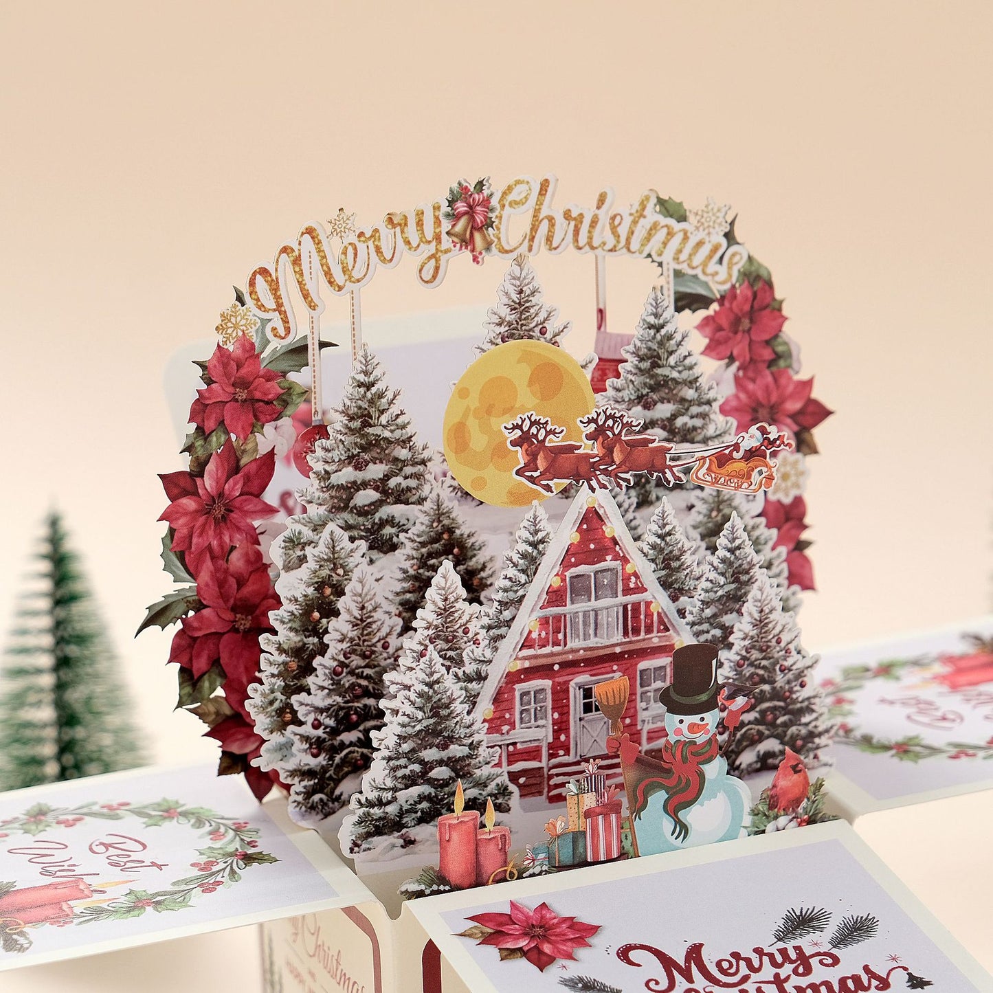 Christmas Snowy House View Pop-up 3D Greeting Card