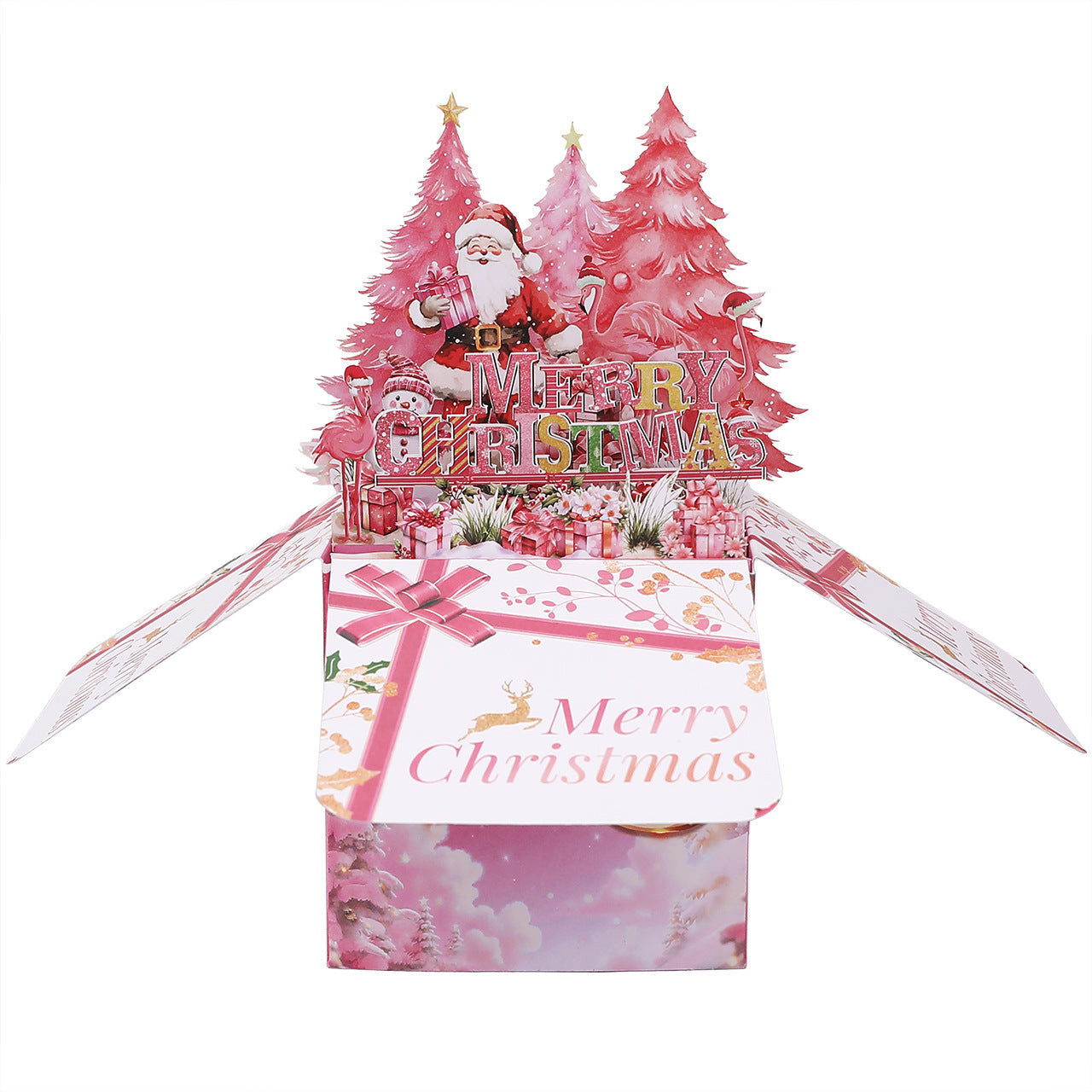 Christmas Flamingos Pop-up 3D Greeting Card
