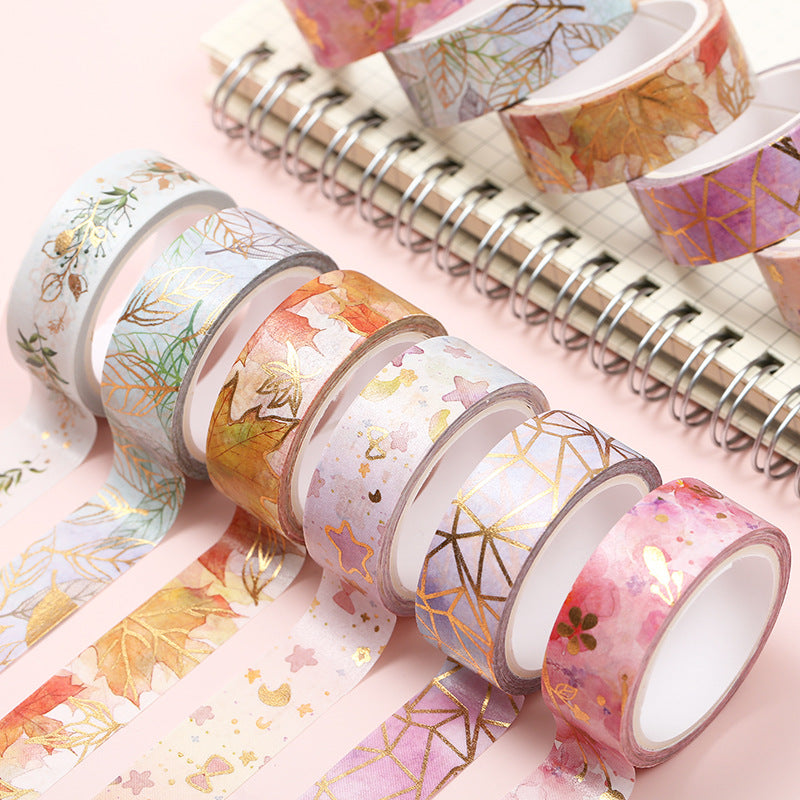 Flowers Gold Foil Washi Tape - 6 rolls per box