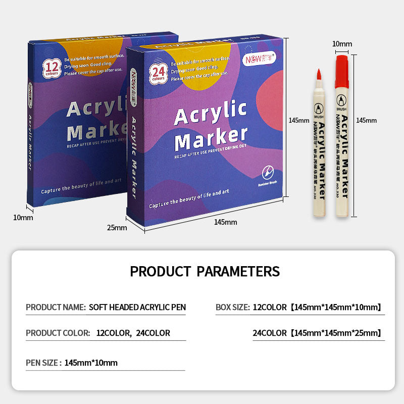 Acrylic Soft-tip Markers 12/24/36/48 Colors