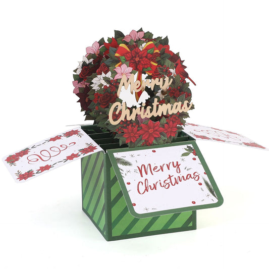 Christmas Wreath Pop-up 3D Greeting Card