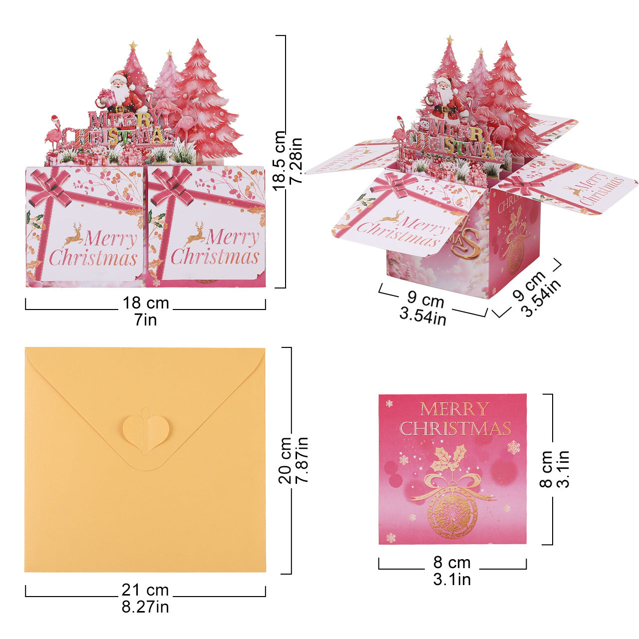 Christmas Flamingos Pop-up 3D Greeting Card