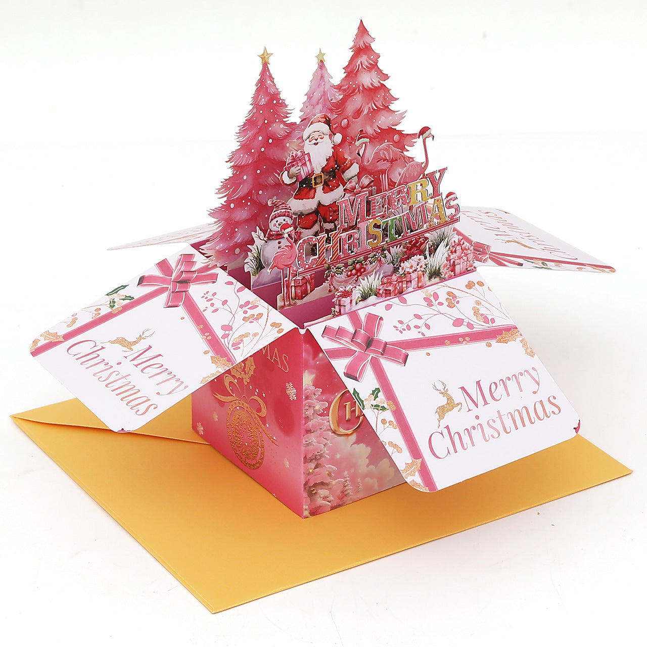 Christmas Flamingos Pop-up 3D Greeting Card
