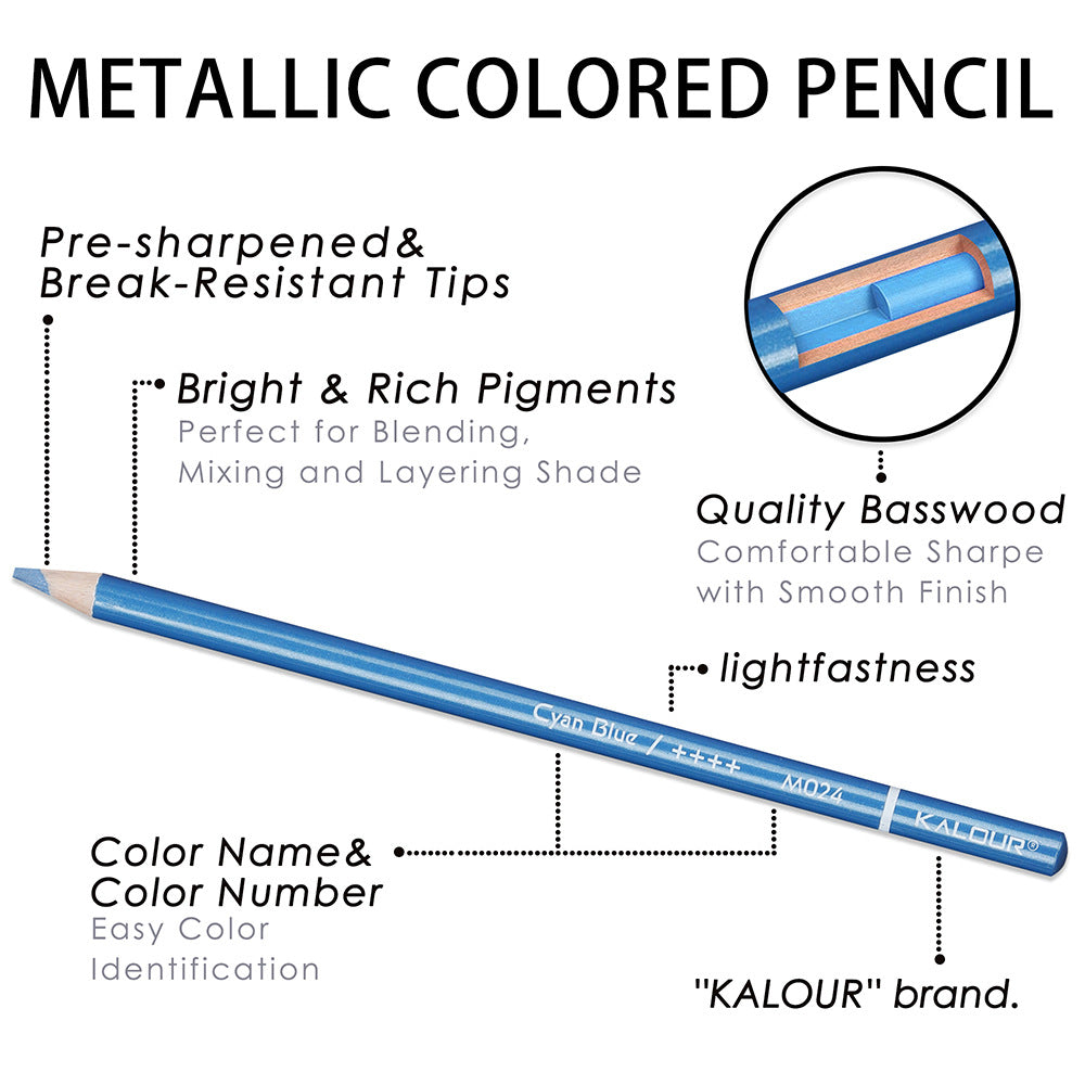 KALOUR 72 Metallic Oil-Based Colored Pencils