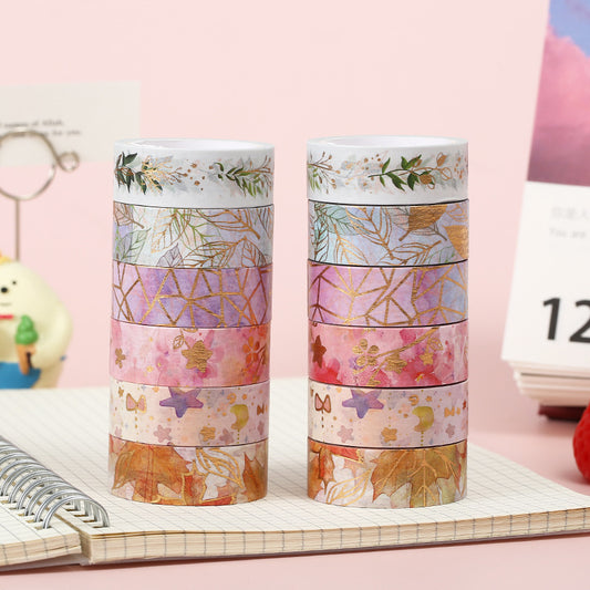 Flowers Gold Foil Washi Tape - 6 rolls per box