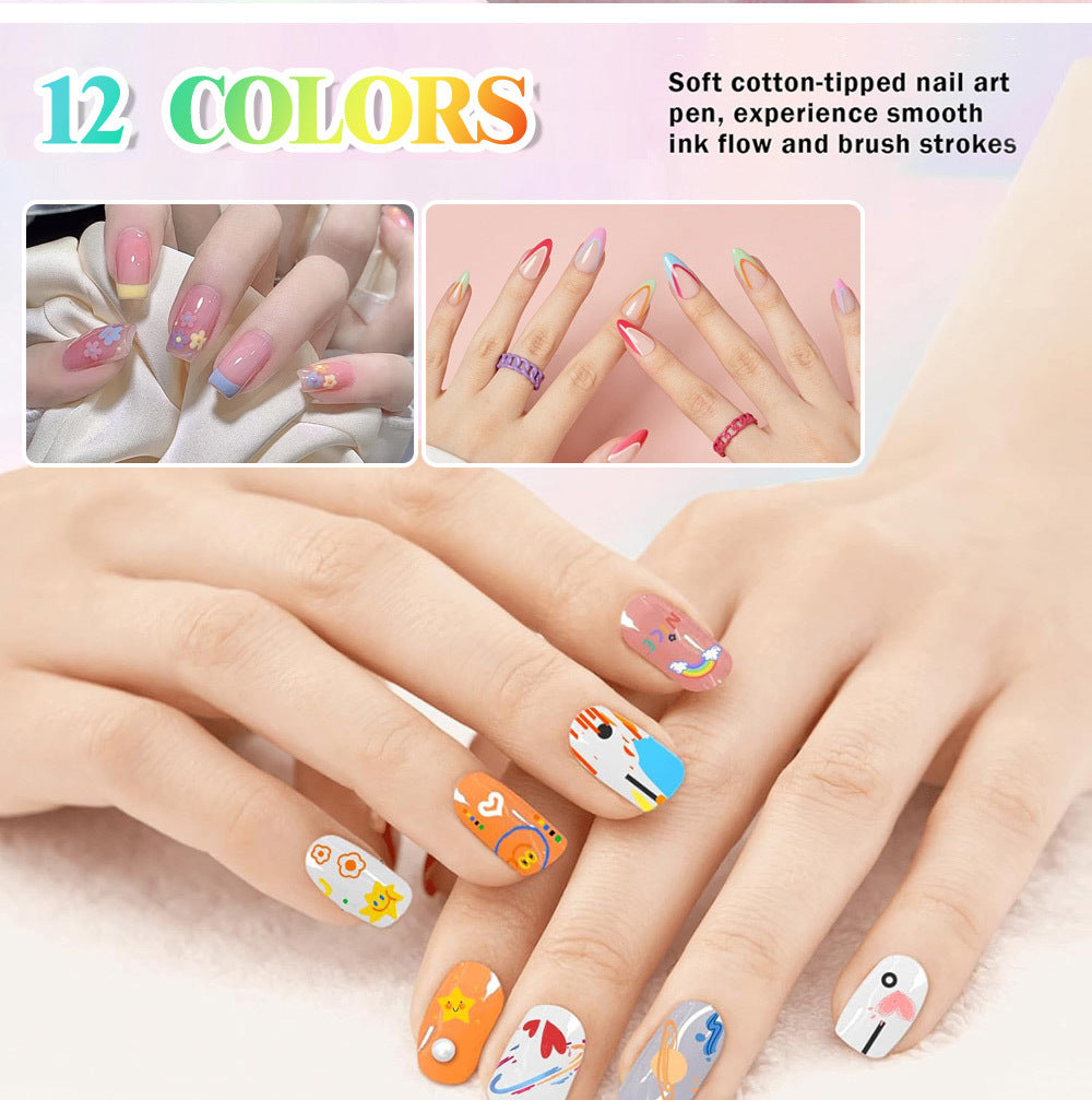 Nail art graffiti pen-Set of 12(0.7mm)