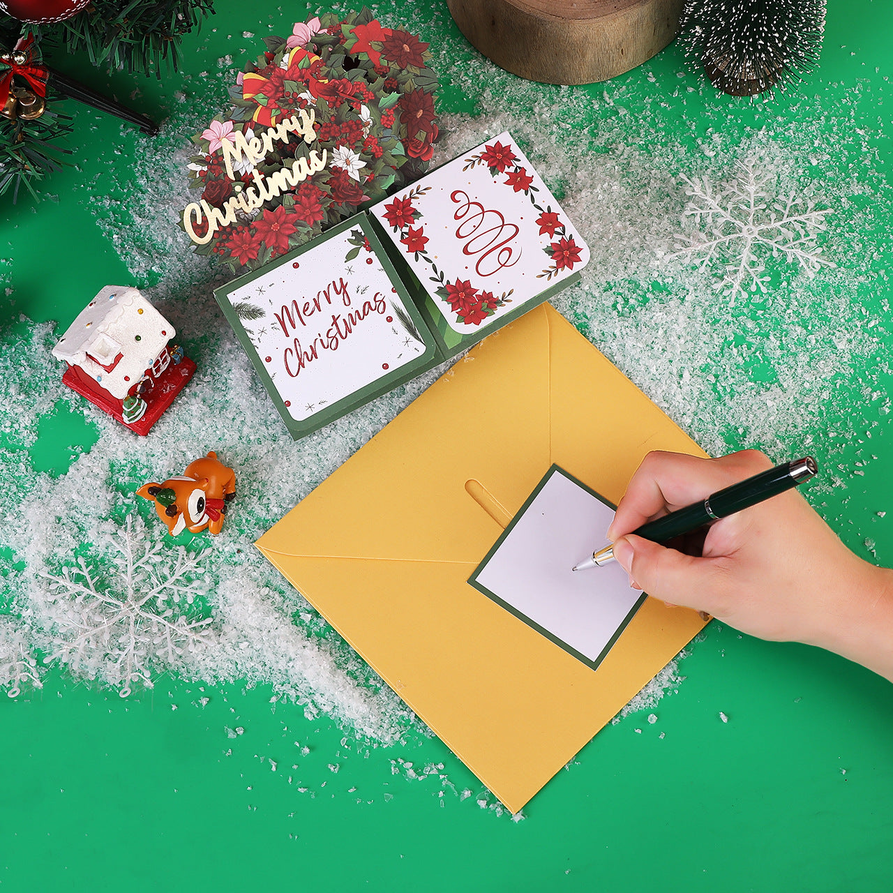 Christmas Wreath Pop-up 3D Greeting Card