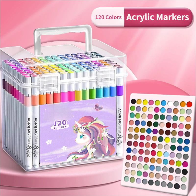 120 Colors Acrylic Paint Markers Children's Cartoon Drawing Pens