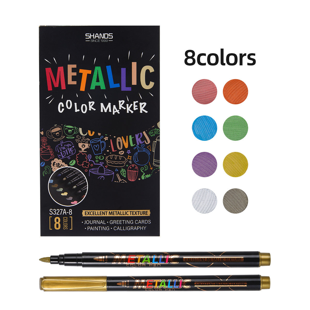 Metallic Paint Twin Marker Pens-8/12 PCS
