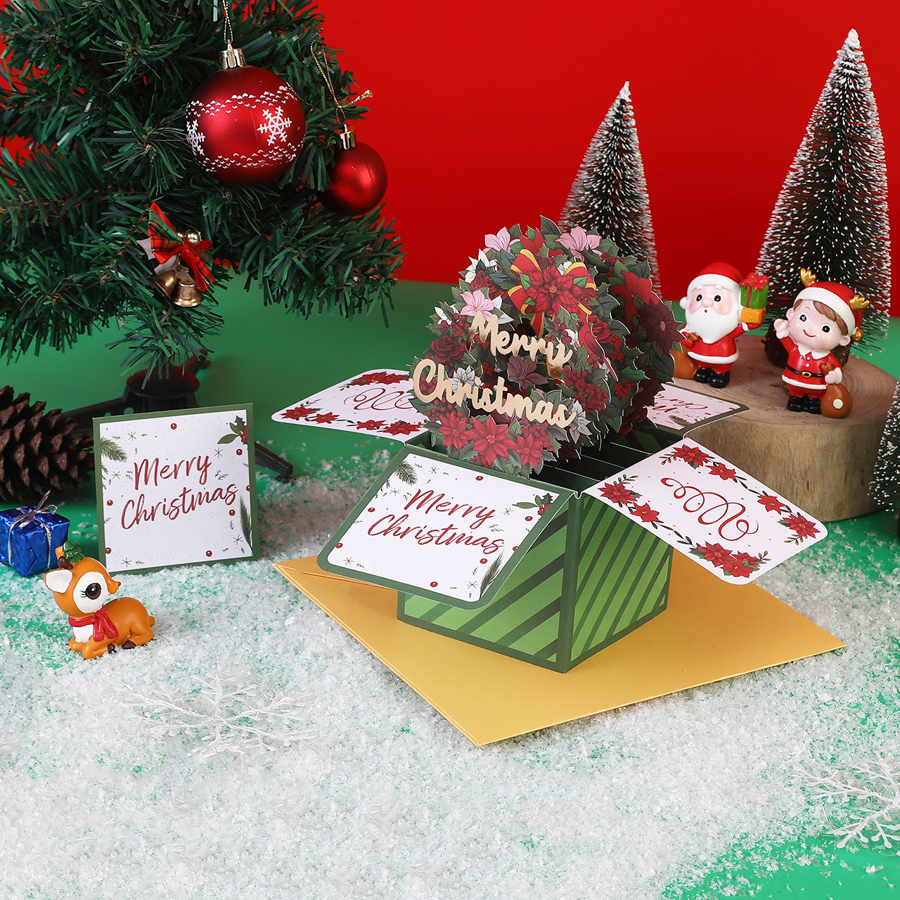 Christmas Wreath Pop-up 3D Greeting Card