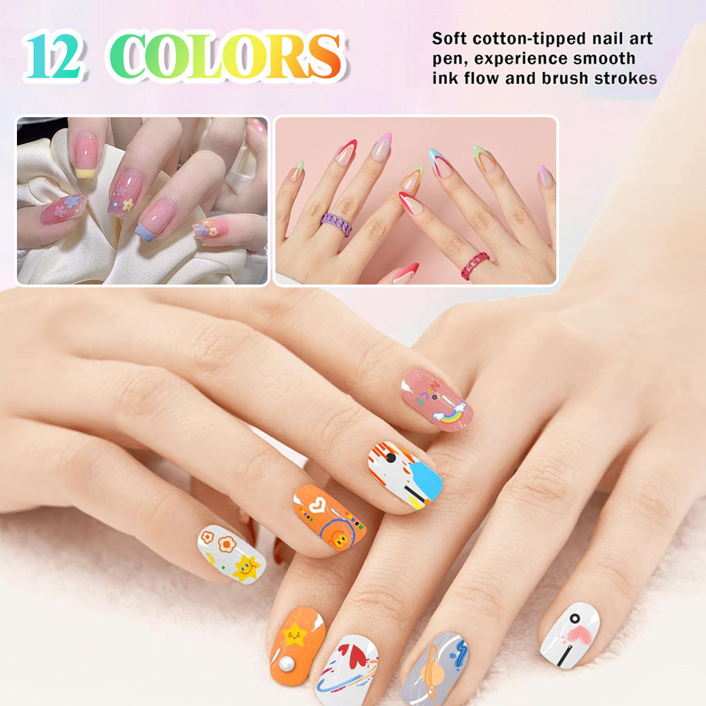 Nail art graffiti pen-Set of 12(0.7mm)