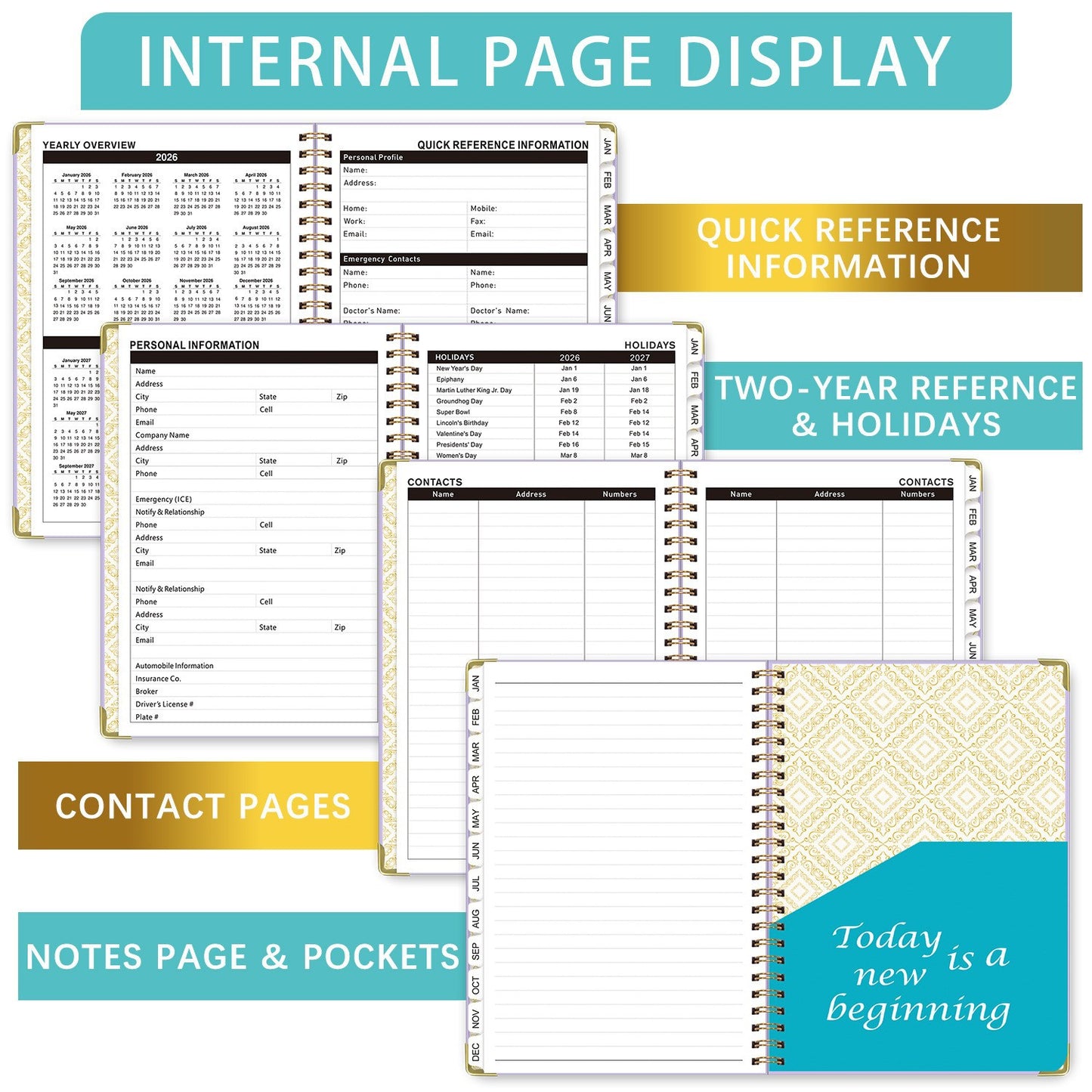 2026 Planner Notebook A5 Spiral Calendar 5 Colors