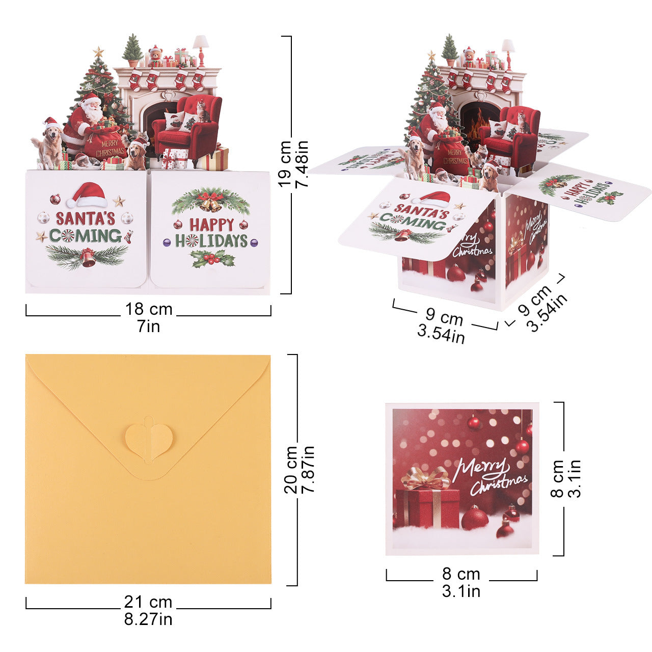 Christmas Cat And Dog Pop-up 3D Greeting Card