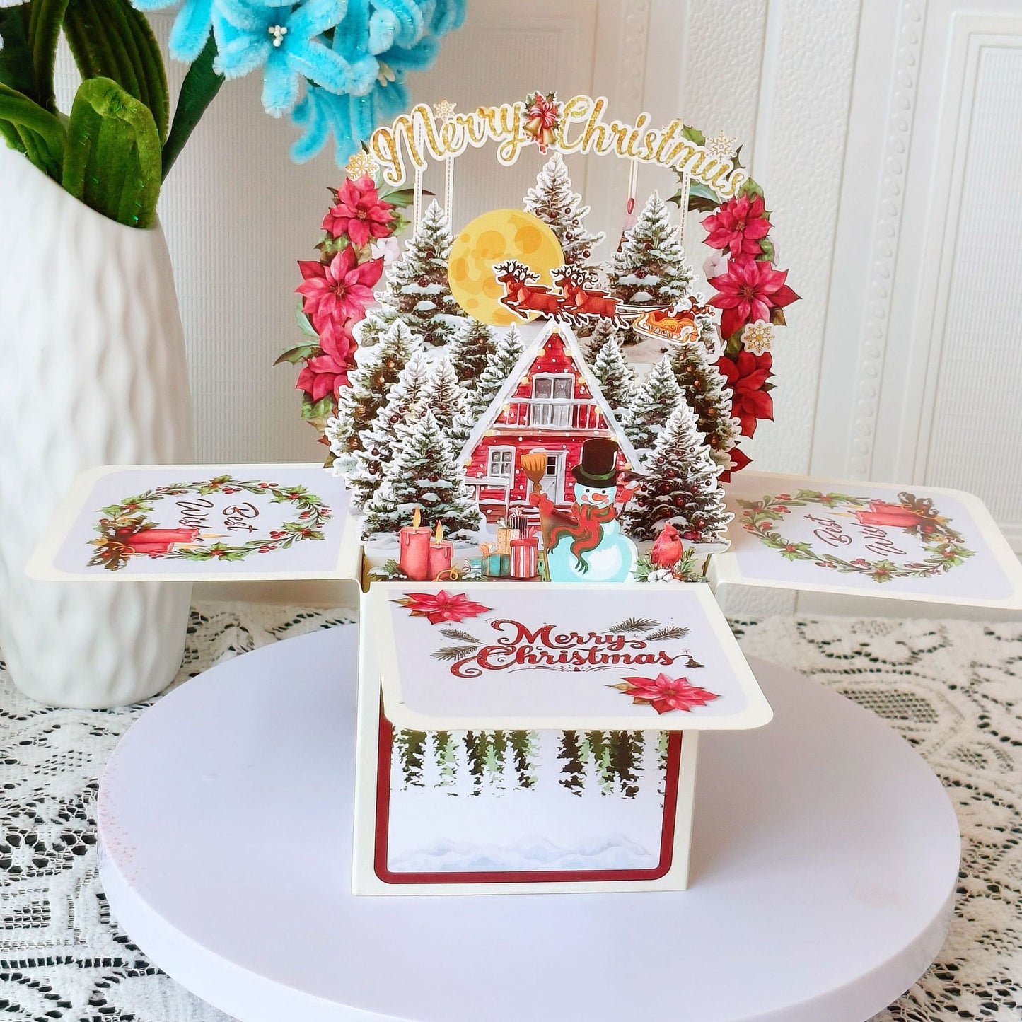 Christmas Snowy House View Pop-up 3D Greeting Card