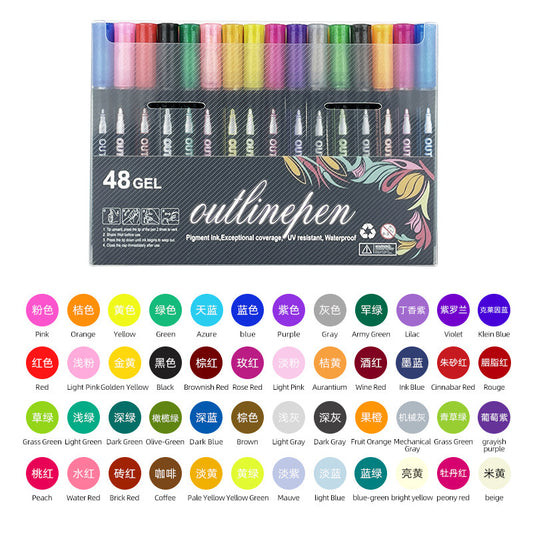 Dual-Line Glitter & Metallic Marker Pens - 48/60 Color Set