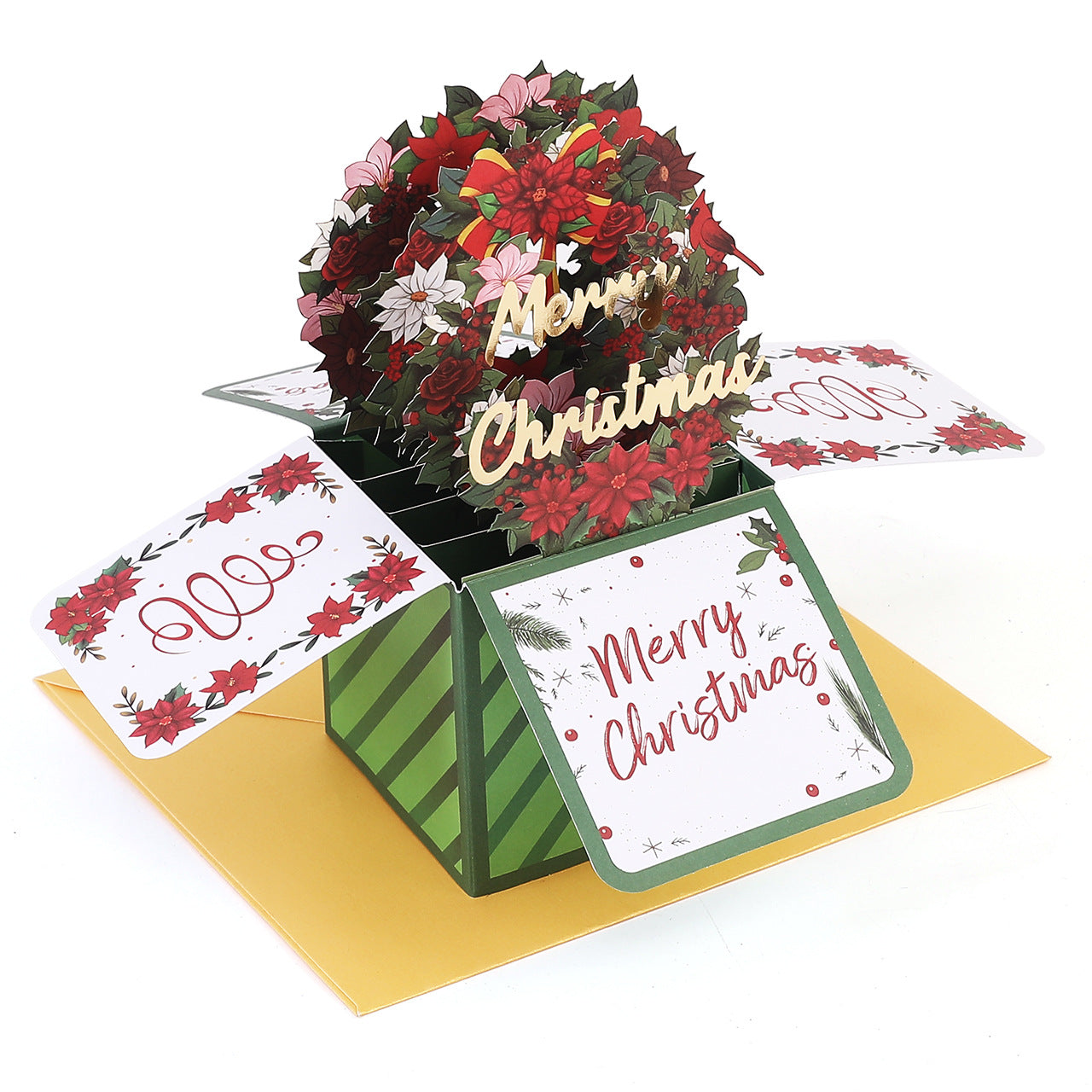 Christmas Wreath Pop-up 3D Greeting Card