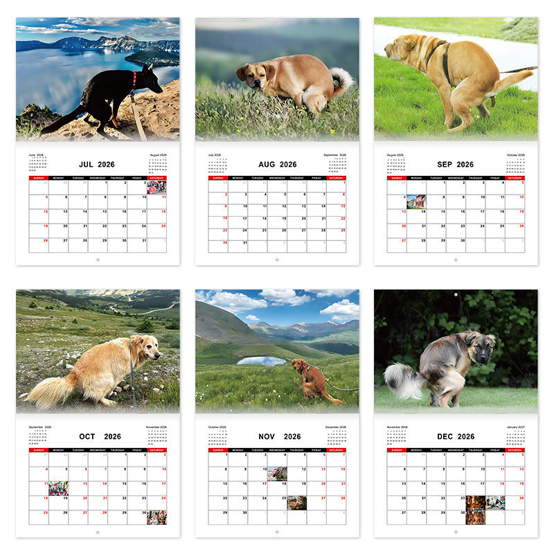 2026 New Stylish Dogs Pooping Creative Calendar