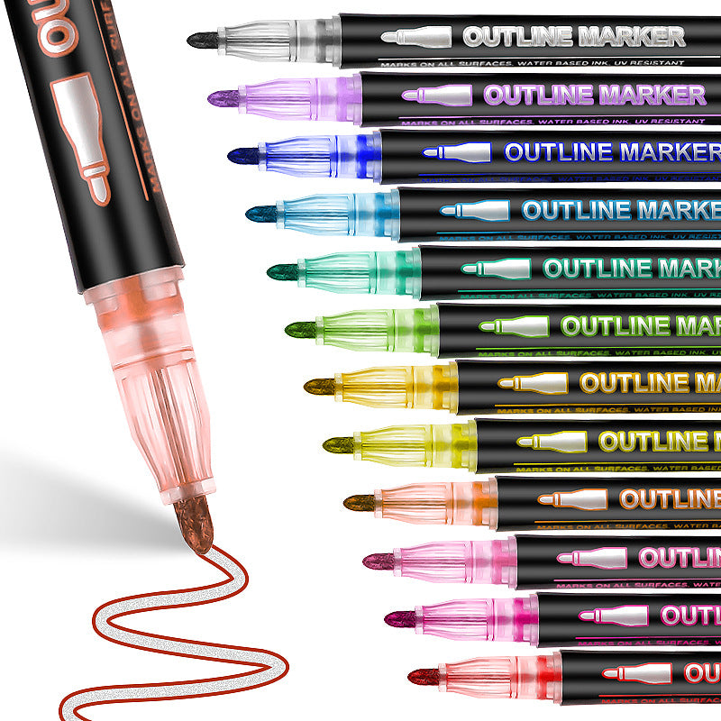 Dual-Line Glitter & Metallic Marker Pens - 48/60 Color Set