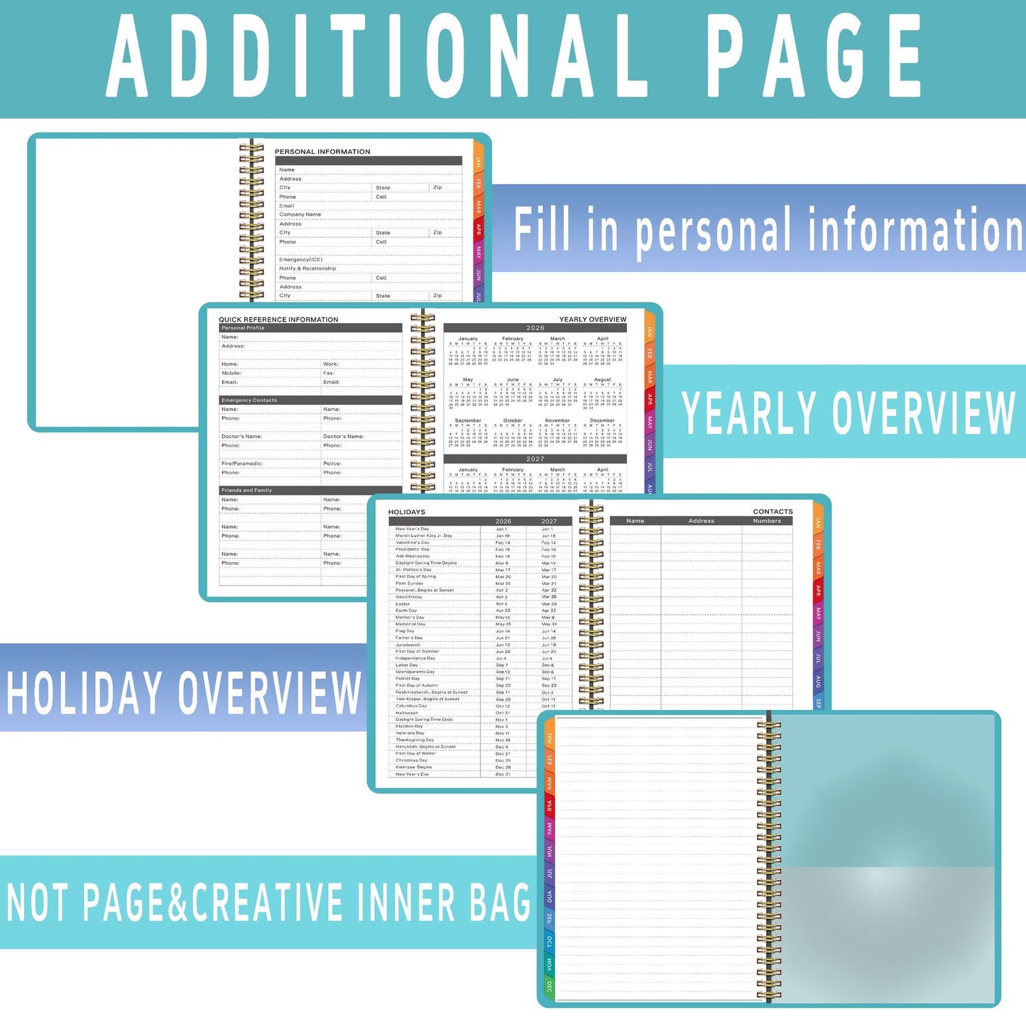 2026 Planner Notebook A5 Spiral Calendar