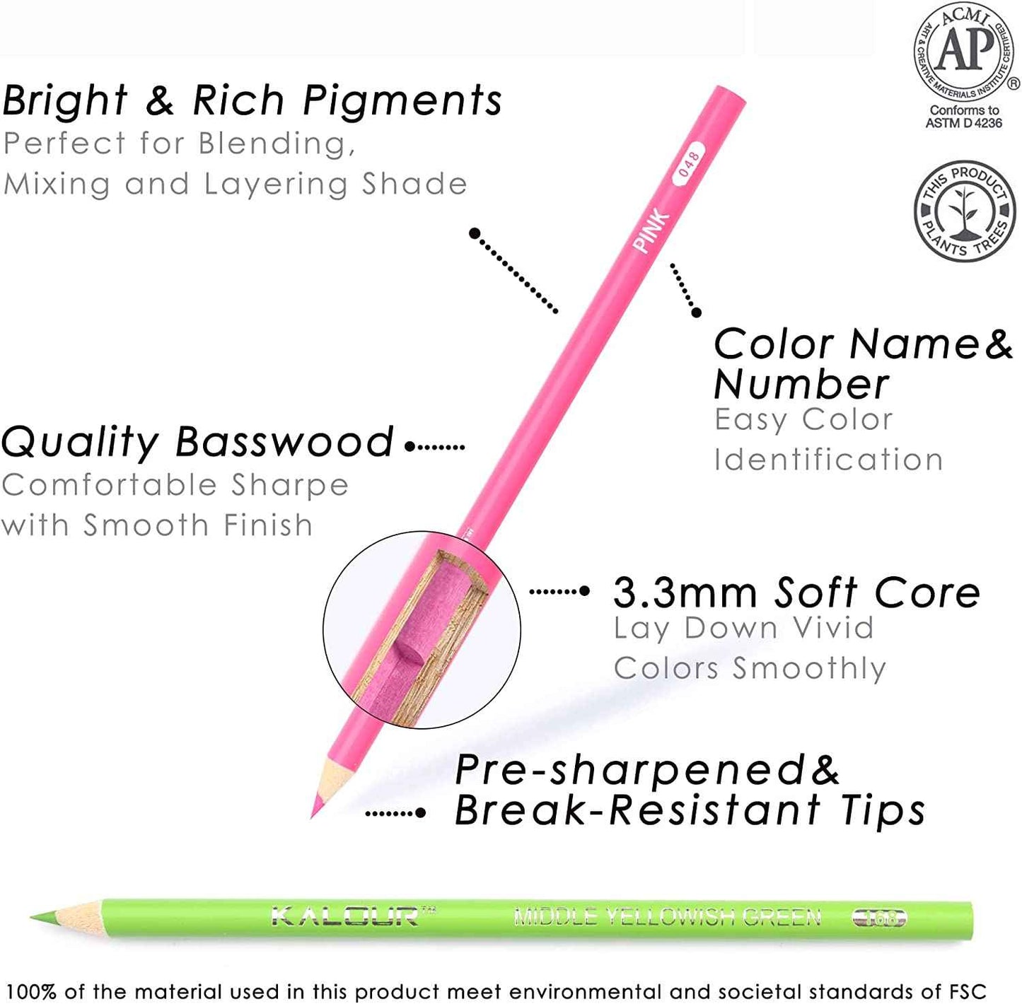 KALOUR 180 Oil Based Colored Pencil Set