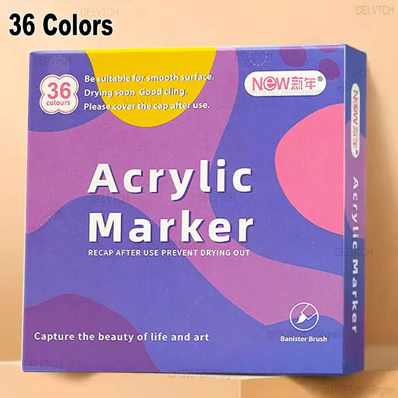 Acrylic Soft-tip Markers 12/24/36/48 Colors