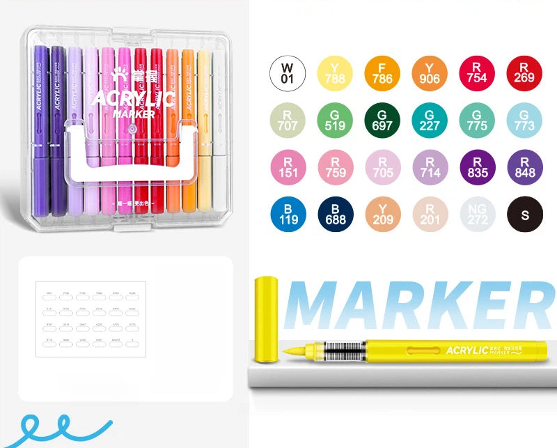 Direct Liquid Soft-Tip Acrylic Markers - 24/36/48/60/84/120 Colors