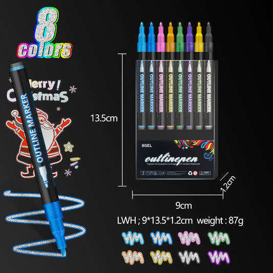 Double Line Outline Pens-8/12/24/36 Colors