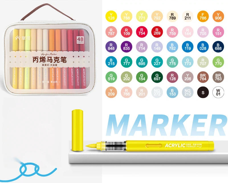 Acrylic Soft-Tip Marker Portable Canvas Bag Set