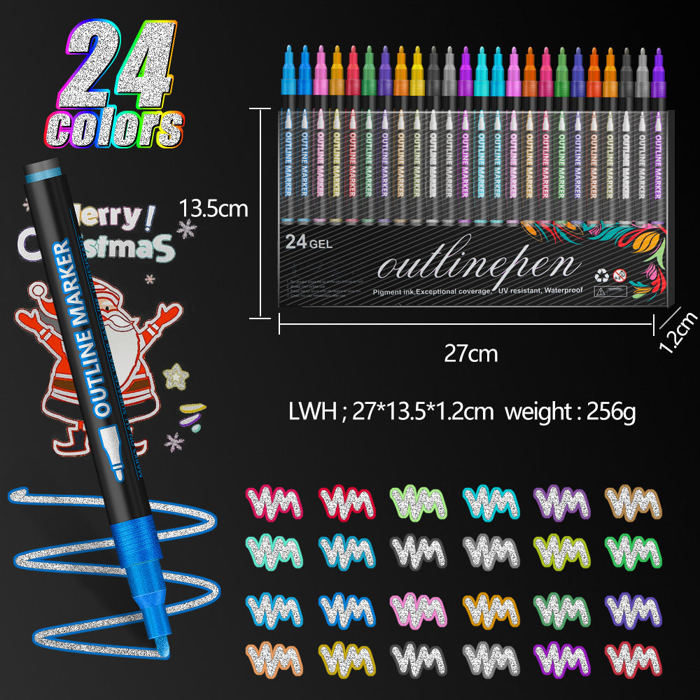 Double Line Outline Pens-8/12/24/36 Colors