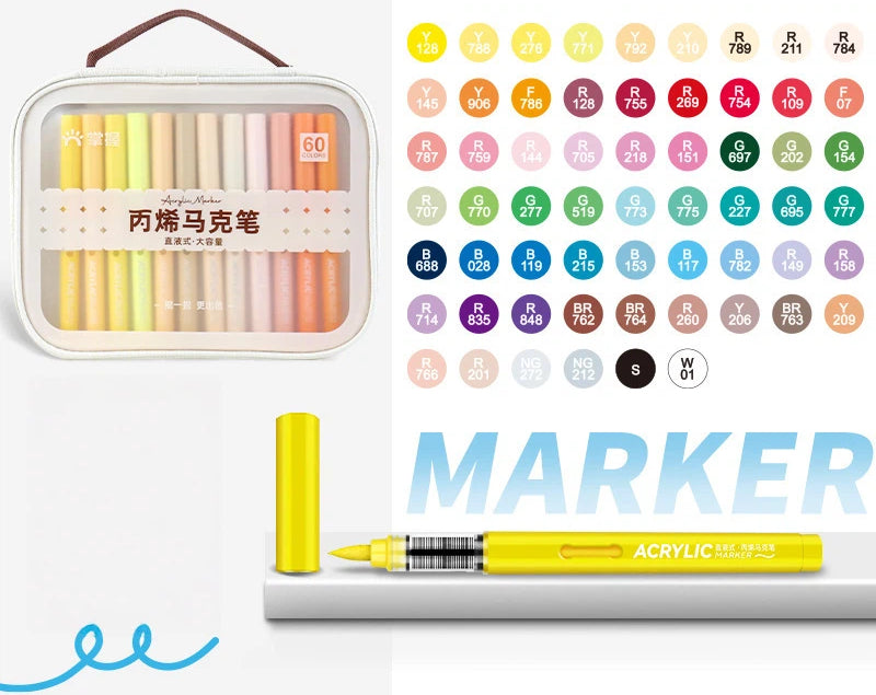 Acrylic Soft-Tip Marker Portable Canvas Bag Set