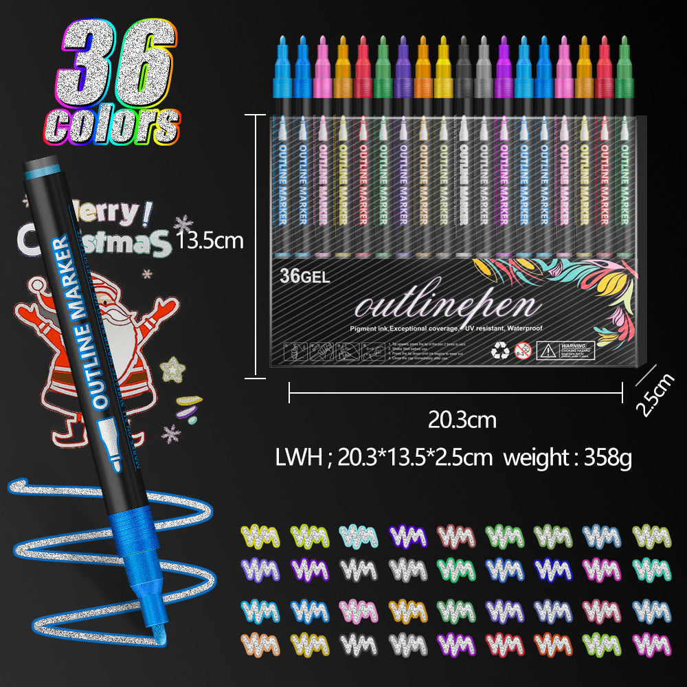 Double Line Outline Pens-8/12/24/36 Colors