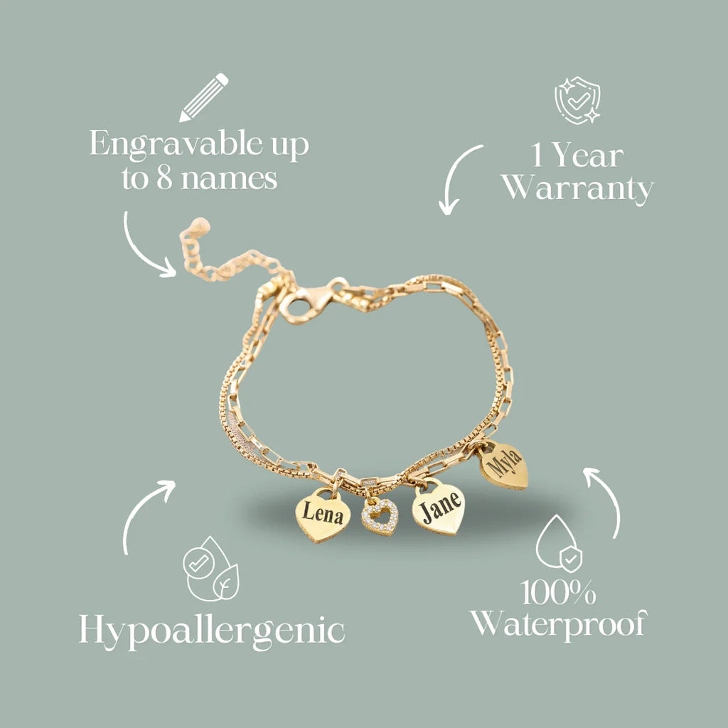 Personalize|Olivia Bracelet - Mom bracelet with kid's names - Gold