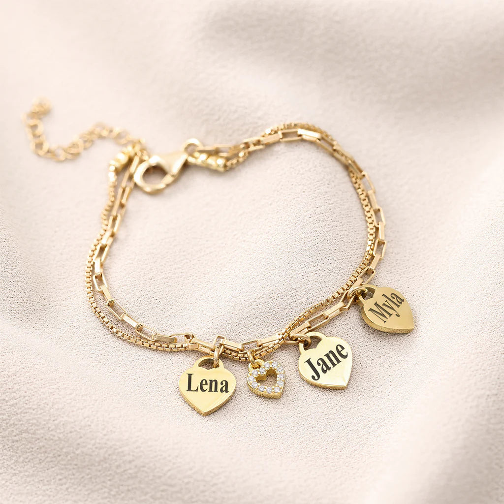 Personalize|Olivia Bracelet - Mom bracelet with kid's names - Gold