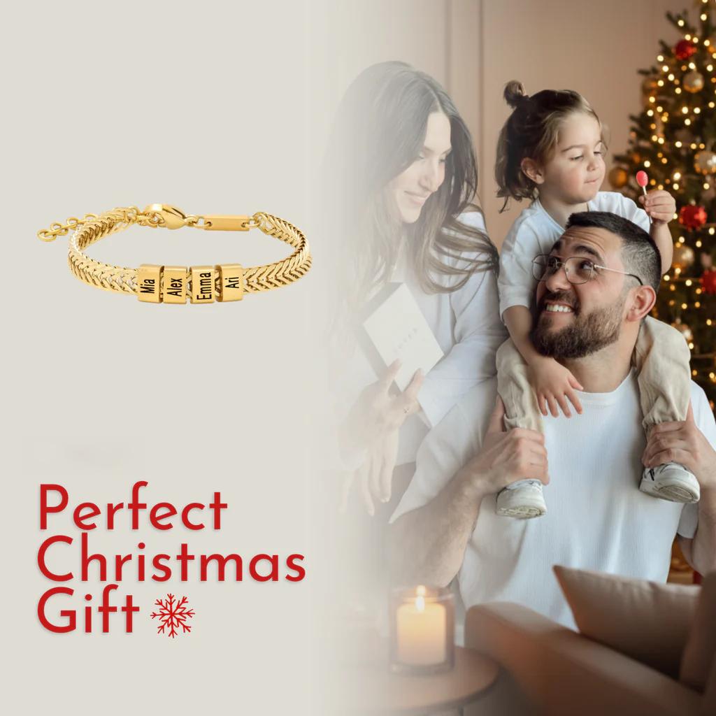 Personalize|Dad Bracelet With Kids’ Names - Gold